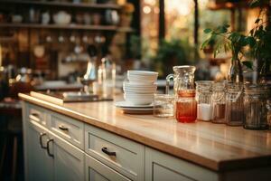 accogliente pomeriggio situazione nel il cucina ai generato foto