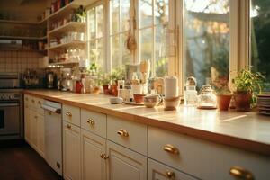 accogliente mattina situazione nel il cucina ai generato foto