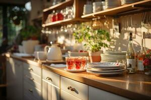 accogliente mattina situazione nel il cucina ai generato foto