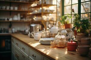 accogliente mattina situazione nel il cucina ai generato foto