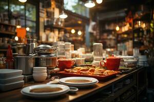 accogliente pomeriggio situazione nel il cucina ai generato foto