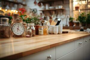 accogliente pomeriggio situazione nel il cucina ai generato foto