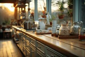 accogliente pomeriggio situazione nel il cucina ai generato foto