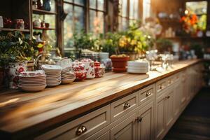 accogliente mattina situazione nel il cucina ai generato foto