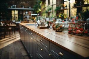 accogliente mattina situazione nel il cucina ai generato foto