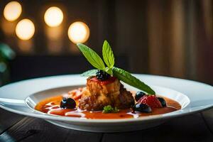 un' piatto di cibo con frutta e verdure. ai-generato foto