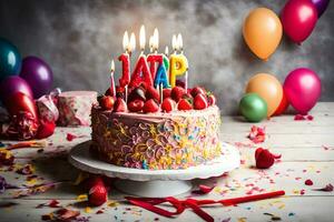 un' compleanno torta con il parola ga'. ai-generato foto