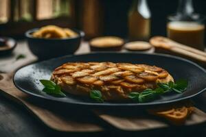 un' piatto di cibo con patate e formaggio. ai-generato foto