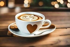 un' tazza di caffè con un' cuore su esso. ai-generato foto