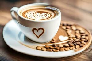 un' tazza di caffè con un' cuore design. ai-generato foto