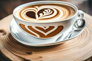 un' tazza di caffè con un' cuore design. ai-generato foto
