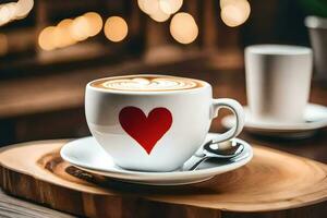 un' tazza di caffè con un' cuore su esso. ai-generato foto