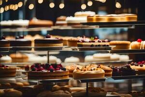 un' Schermo di torte nel un' forno. ai-generato foto