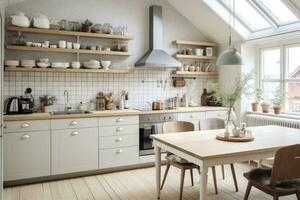 cucina nel il 20 ° secolo scandinavo style.ai generato foto