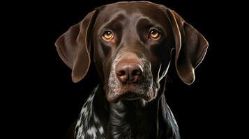 avvicinamento di un' carino capelli corti pointer cane. ai generato foto