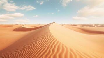 deserto con un' blu cielo e il sole splendente su esso. ai generativo foto