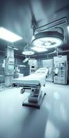 moderno attrezzatura nel operativo camera. medico dispositivi per neurochirurgia. ai generativo foto