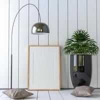 cornici con vasi per piante adornano il soggiorno. foto