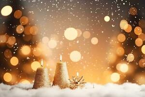 Natale sfondo, nuovo anni d'oro bokeh. ai generativo foto