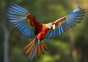 volante ara, bellissimo uccello. generativo ai foto