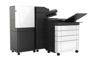 fotocopiatrice è un' macchina quello fa carta copie di documenti e altro visivo immagini. neurale Rete ai generato foto