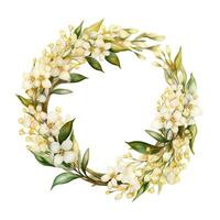 acquerello floreale telaio con testo spazio. acquerello illustrazione di floreale telaio con bianca lilla e oro foto
