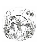 colorazione libro per bambini mare tartaruga nuoto nel acqua foto