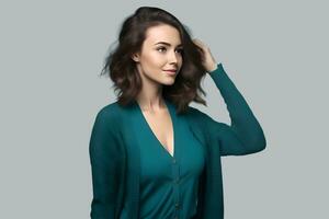Immagine di donna d'affari nel colore vestire. ai generativo foto