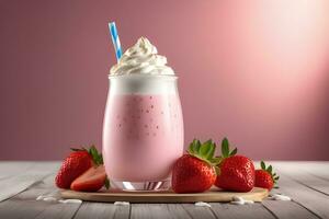 cremoso fragola frappè di ai generativo foto