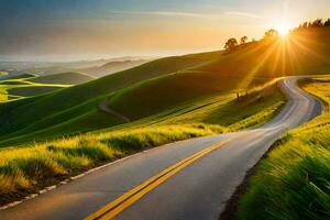 il strada per il tramonto. ai-generato foto