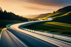 un' autostrada con un' lungo esposizione foto. ai-generato foto