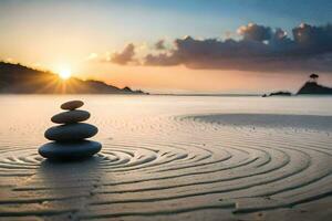 il zen di il spiaggia. ai-generato foto