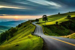 il strada per il tramonto. ai-generato foto