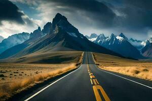 il strada per il montagne. ai-generato foto