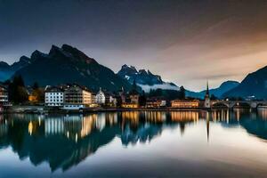 il cittadina di Lauchberg, Svizzera a tramonto. ai-generato foto