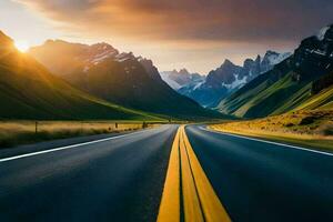 il strada per il montagne. ai-generato foto