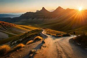 il strada per il montagne. ai-generato foto