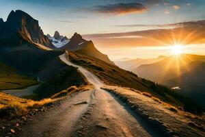 il strada per il montagne. ai-generato foto