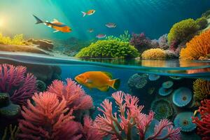il oceano è pieno di colorato corallo e pesce. ai-generato foto