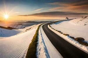 un' strada nel il neve. ai-generato foto