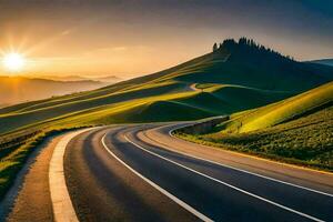 il strada per il tramonto. ai-generato foto