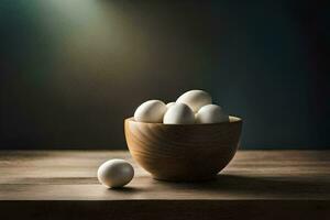 un' ciotola di uova su un' tavolo. ai-generato foto