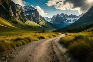 il strada per il montagne. ai-generato foto