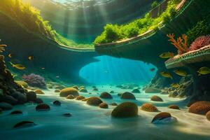 il subacqueo mondo di il oceano. ai-generato foto