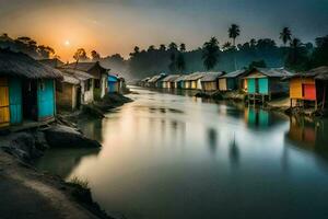 di Rajesh kumar - paesaggi Alba, fiume, acqua, Alba, Alba nel ind. ai-generato foto