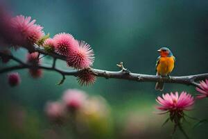 foto sfondo il uccello, fiori, natura, il uccello, il uccello, il uccello, il. ai-generato