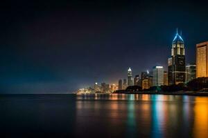 il Chicago orizzonte a notte. ai-generato foto