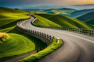 il strada per il tramonto. ai-generato foto