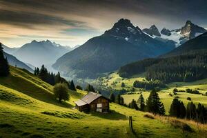 il Casa nel il montagne. ai-generato foto