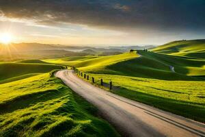 il strada per il tramonto. ai-generato foto